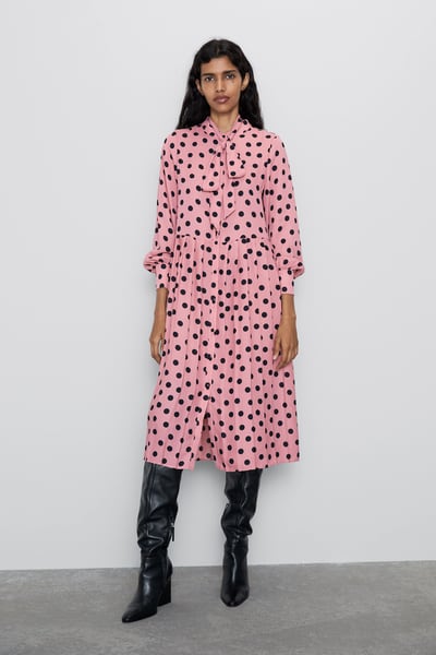 midi dress polka dot zara - Shoppics.com