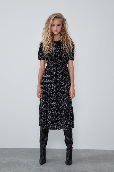 midi dress polka dot zara - Shoppics.com