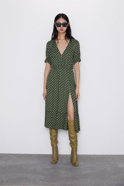 midi dress polka dot zara - Shoppics.com